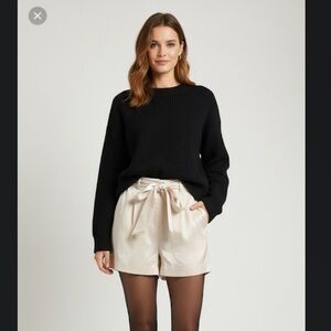 NWT REVOLVE satin shorts with tie; champagne/cream color